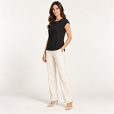Black Minimalist Cap-Sleeve Jersey Blouse side view