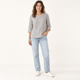 Light Grey Stonewashed Linen Blouse with Back Pleat front view
