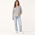 Light Grey Stonewashed Linen Blouse with Back Pleat front view